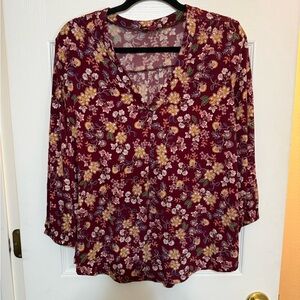 Vince Camuto Burgundy Floral Blouse